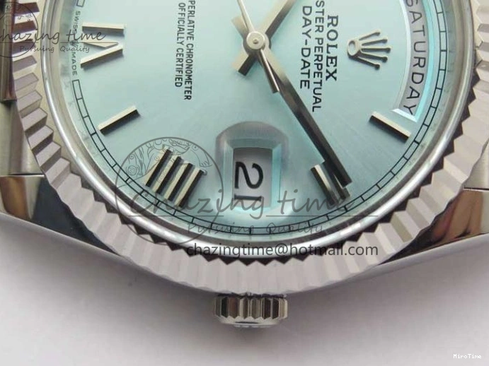 MiroTime 0421 WaterResistant Day Date 40 SS Bp Maker 1:1 Best Edition Tiffany Blue Roman Dial on SS Bracelet A 2549